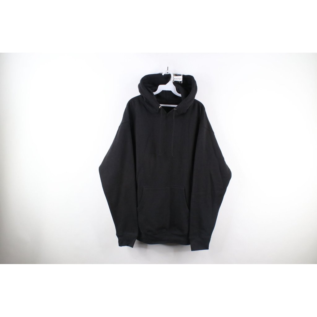 Vintage 90s Streetwear Mens Xl Faded Blank Heavyweight Hoodie Sweatshirt Black